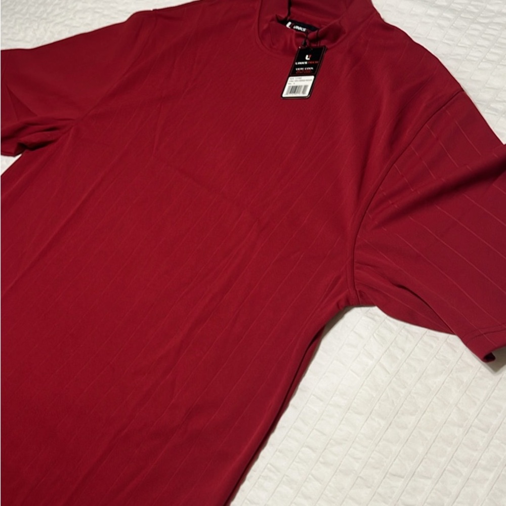 Links Tech Men's Red Active Shirt Mock Neck